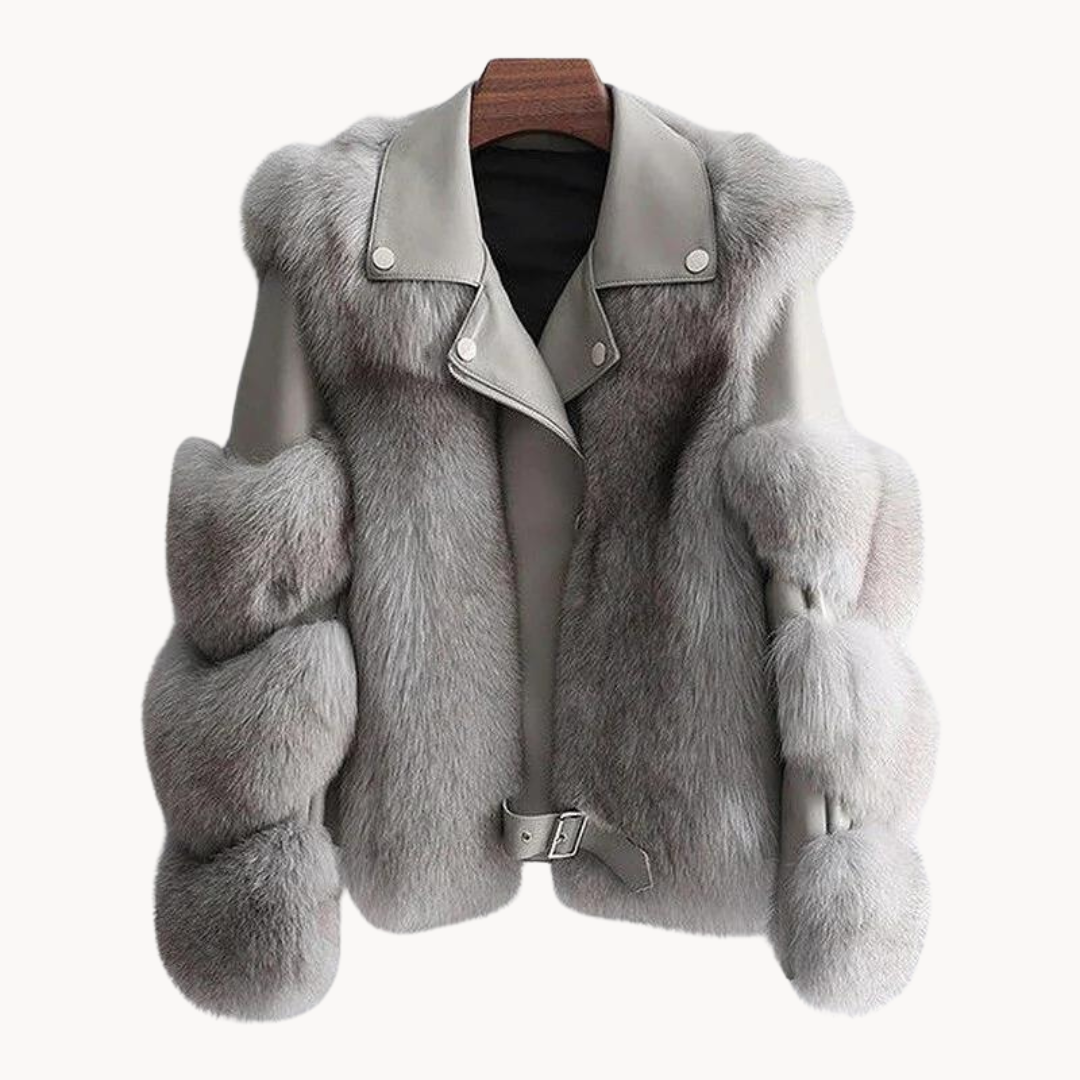 Matilda | Effortless Cropped Faux Fur Coat with Leather-Look Trim