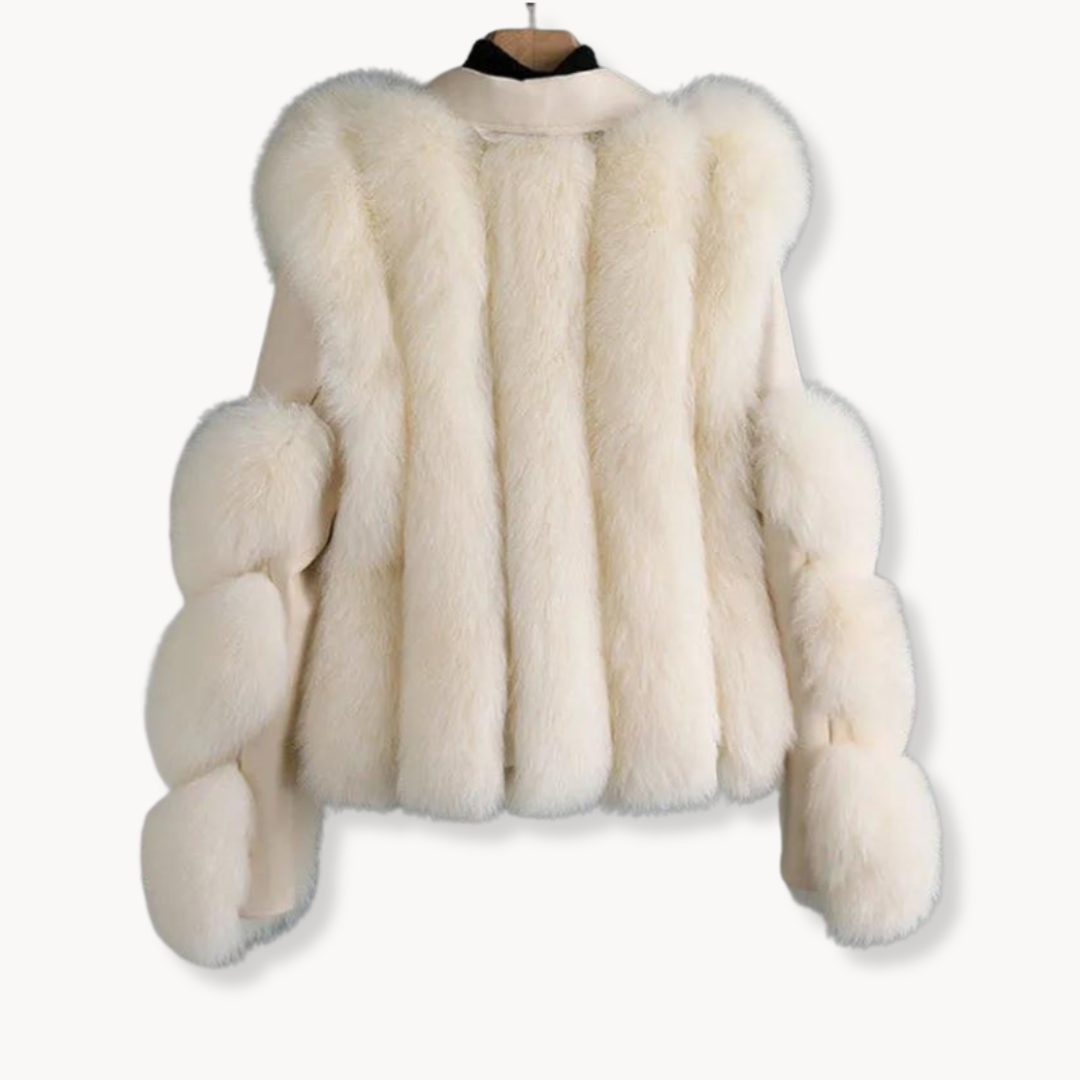 Matilda | Effortless Cropped Faux Fur Coat with Leather-Look Trim