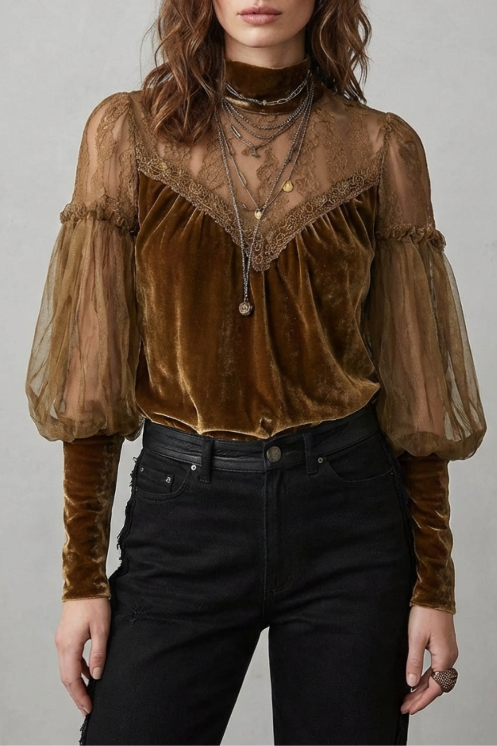 Matilda | Elegant Sheer Lace Velvet Party Top