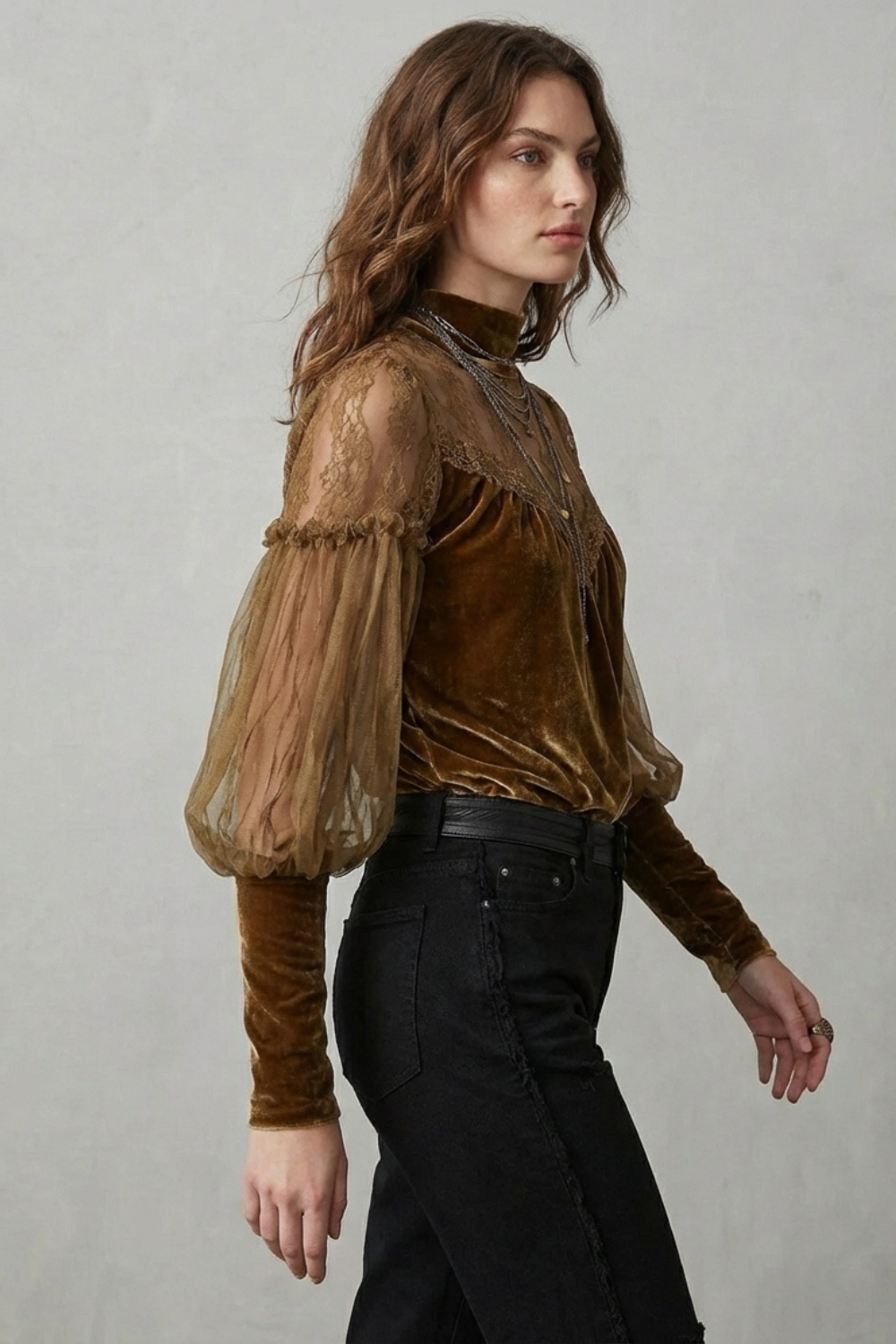 Matilda | Elegant Sheer Lace Velvet Party Top