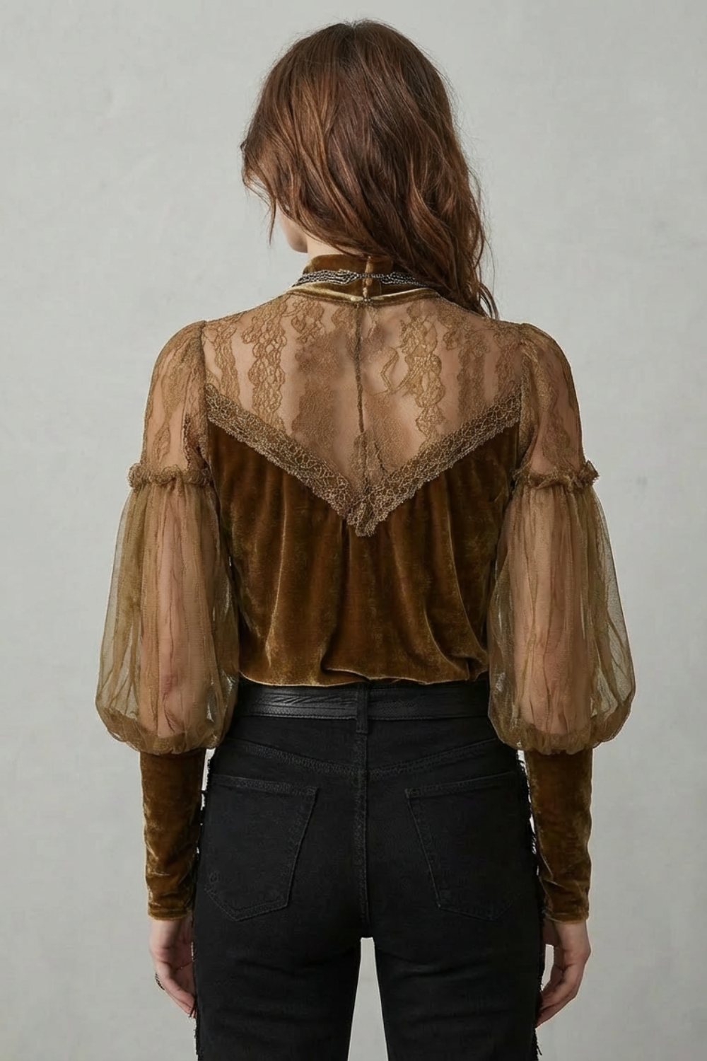 Matilda | Elegant Sheer Lace Velvet Party Top