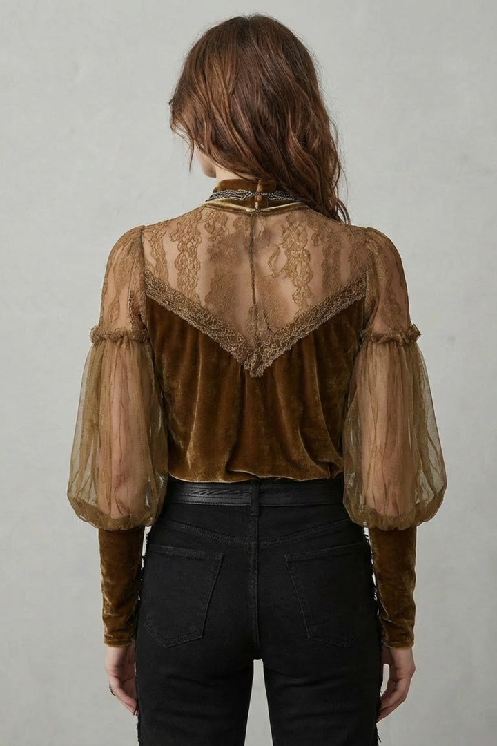 Matilda | Elegant Sheer Lace Velvet Party Top