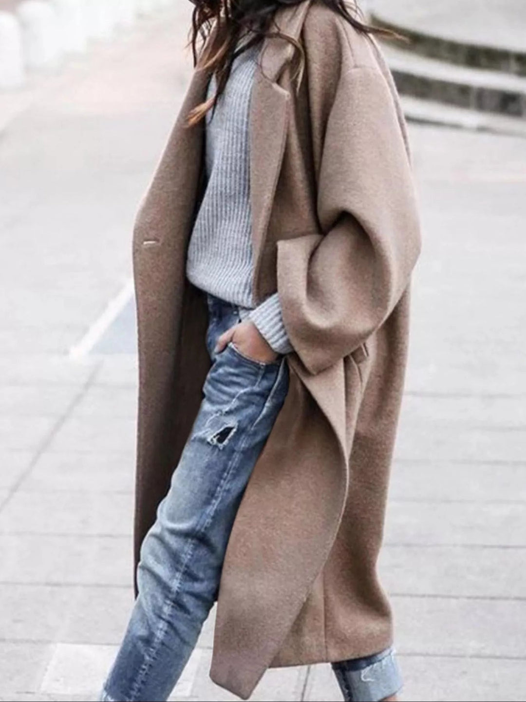 Maya | Polished Oversized Wide Sleeve Long Coat