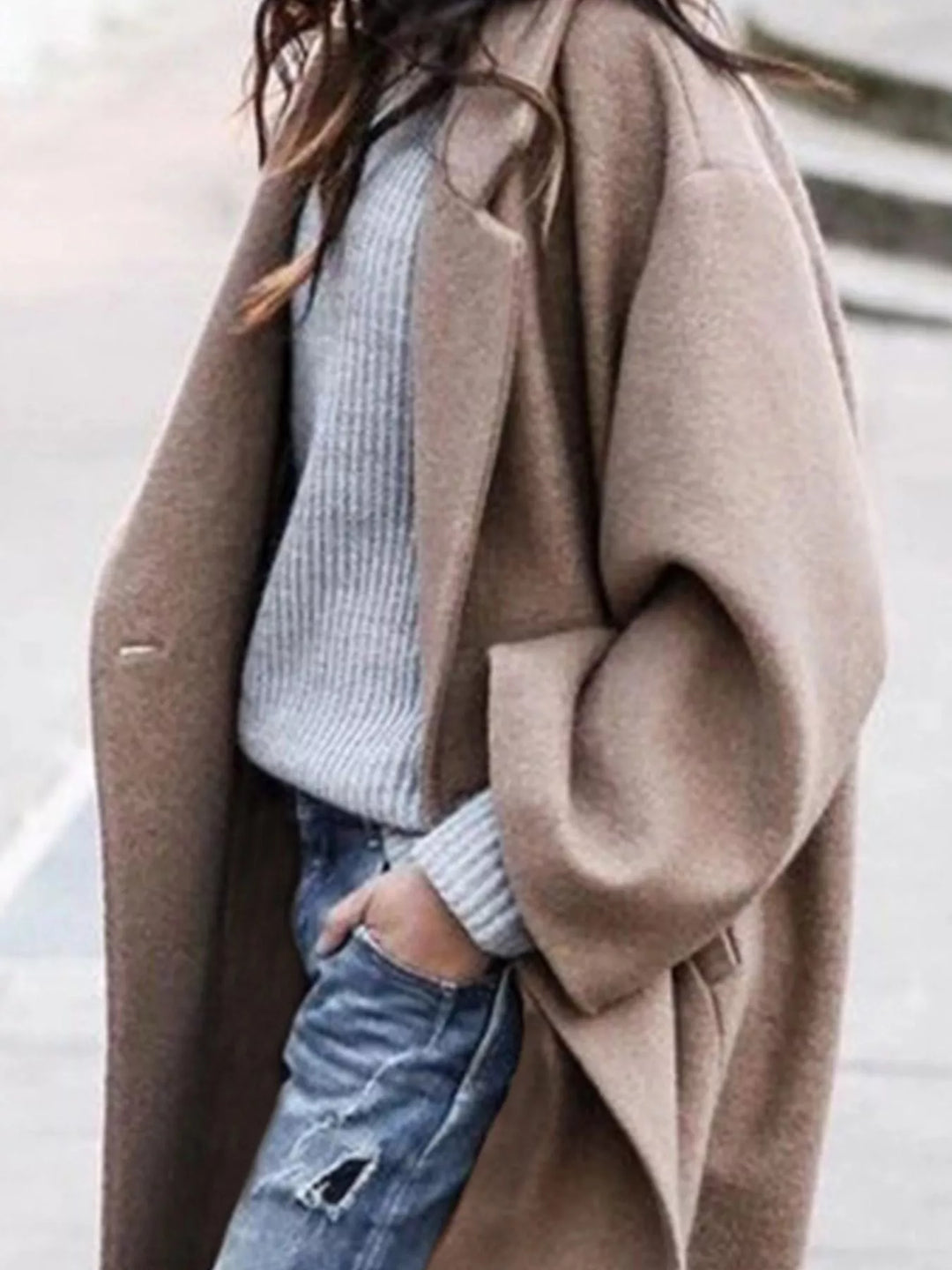 Maya | Polished Oversized Wide Sleeve Long Coat