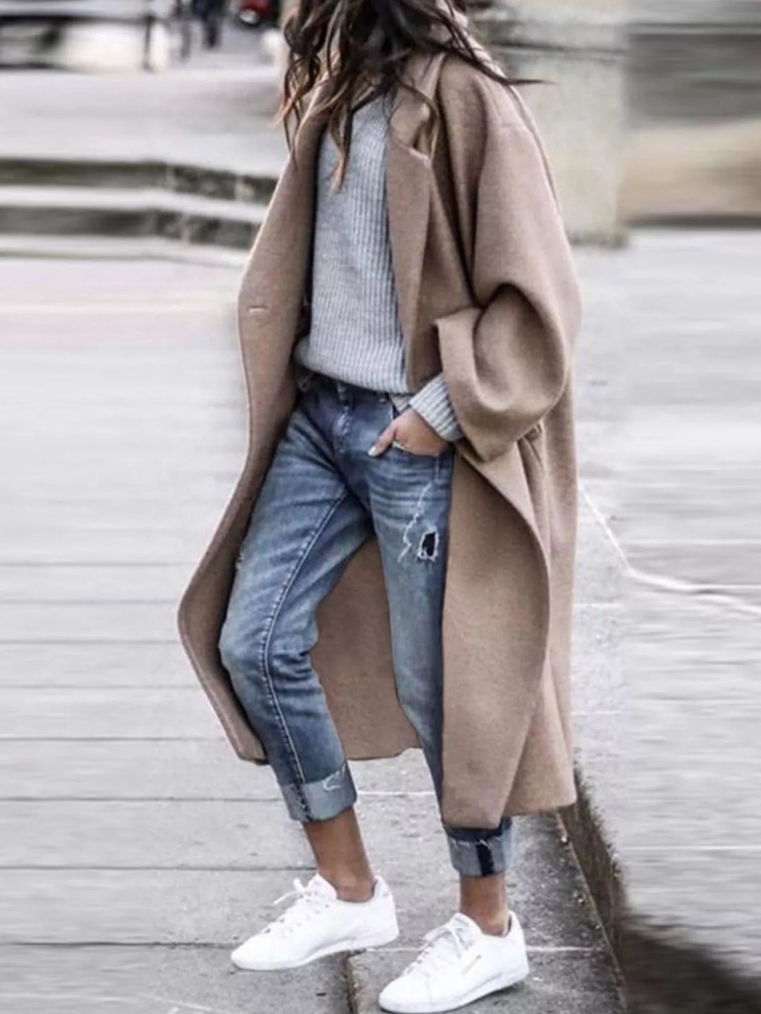 Maya | Polished Oversized Wide Sleeve Long Coat