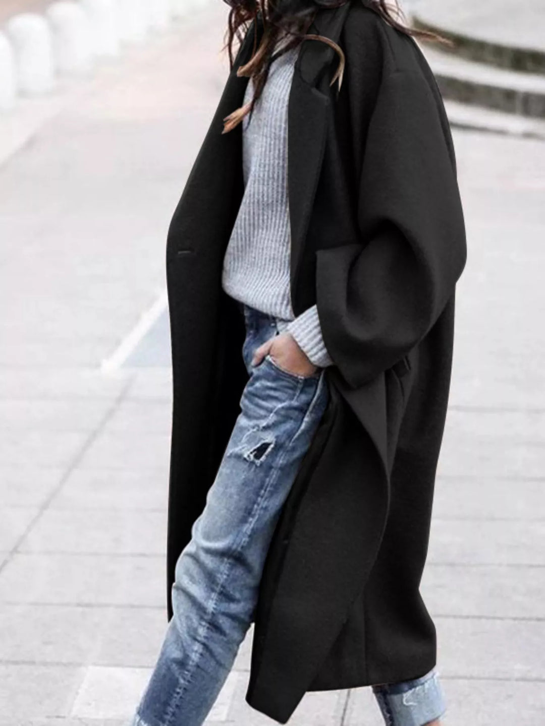 Maya | Polished Oversized Wide Sleeve Long Coat