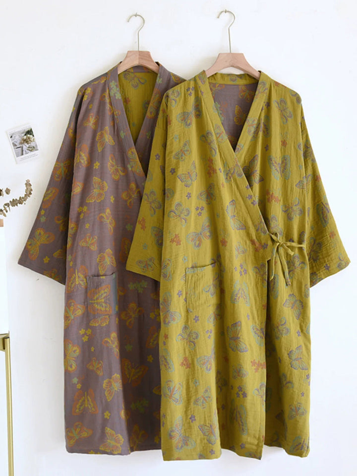 Maya | Refined Floral Butterfly Kimono Ladies Dressing Gowns