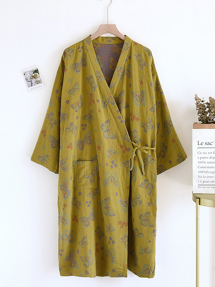 Maya | Refined Floral Butterfly Kimono Ladies Dressing Gowns