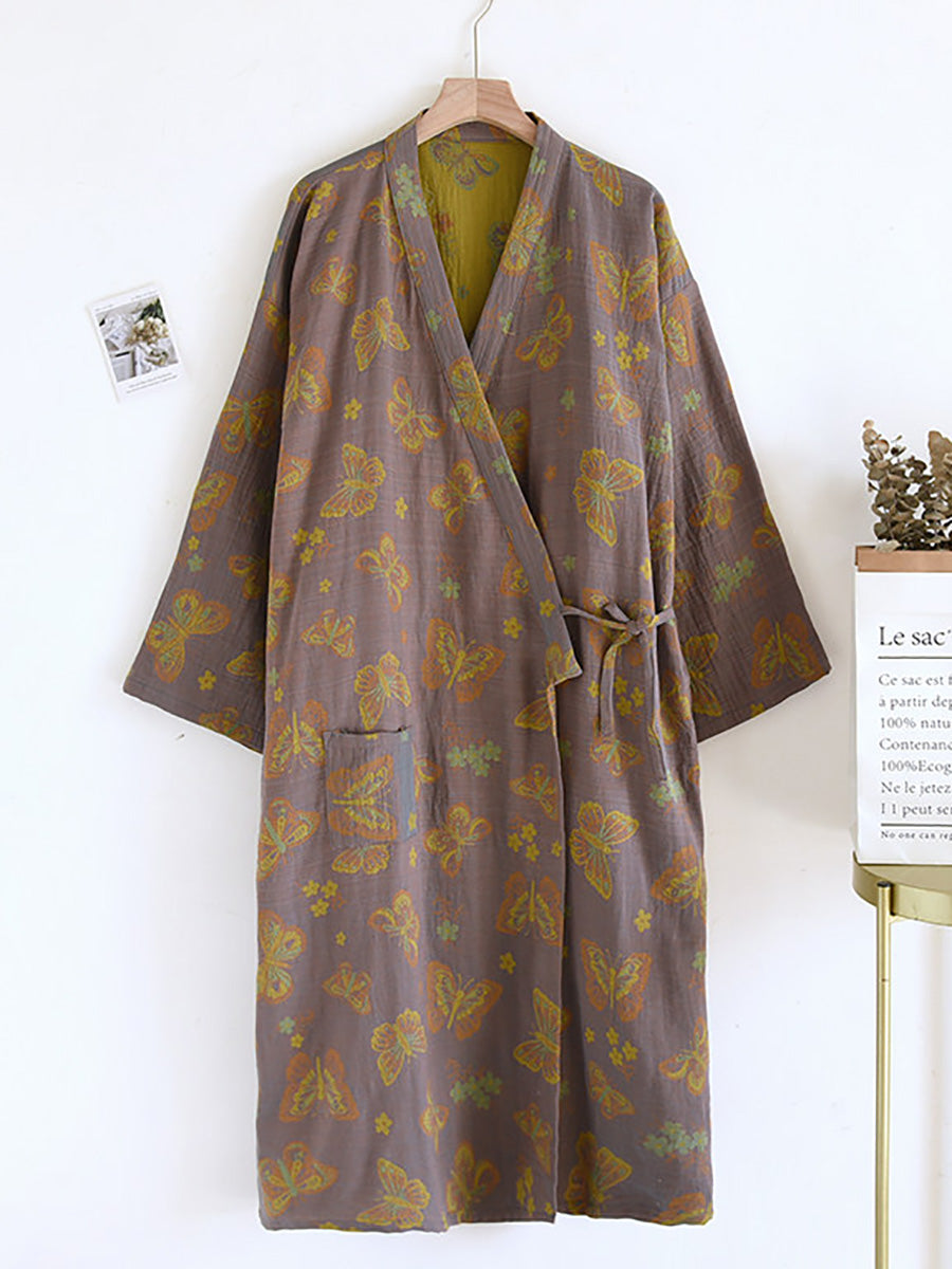 Maya | Refined Floral Butterfly Kimono Ladies Dressing Gowns