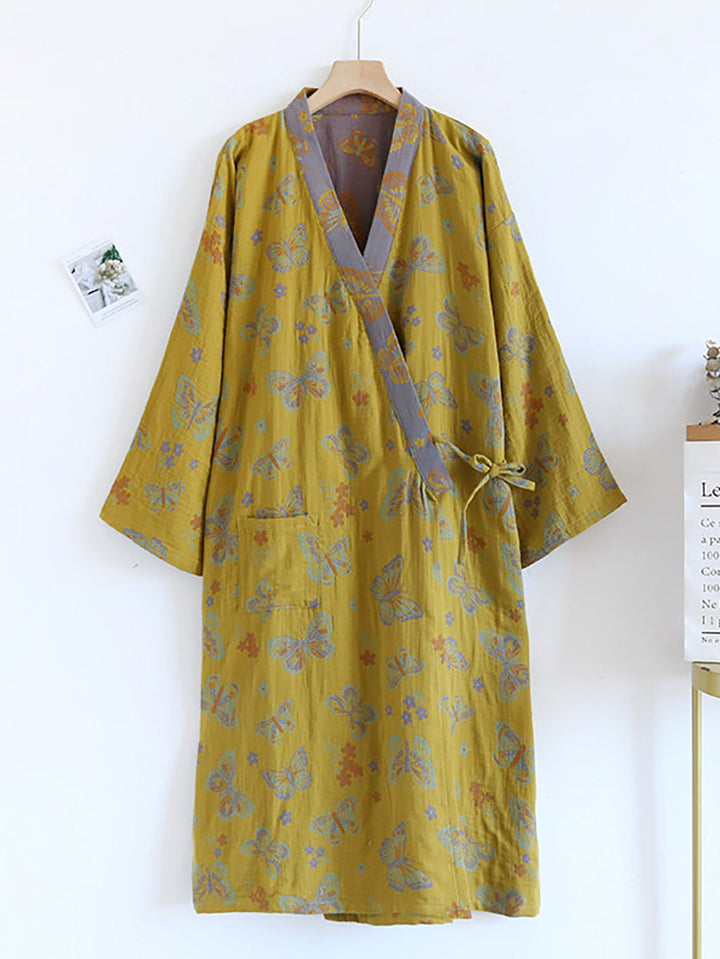 Maya | Refined Floral Butterfly Kimono Ladies Dressing Gowns