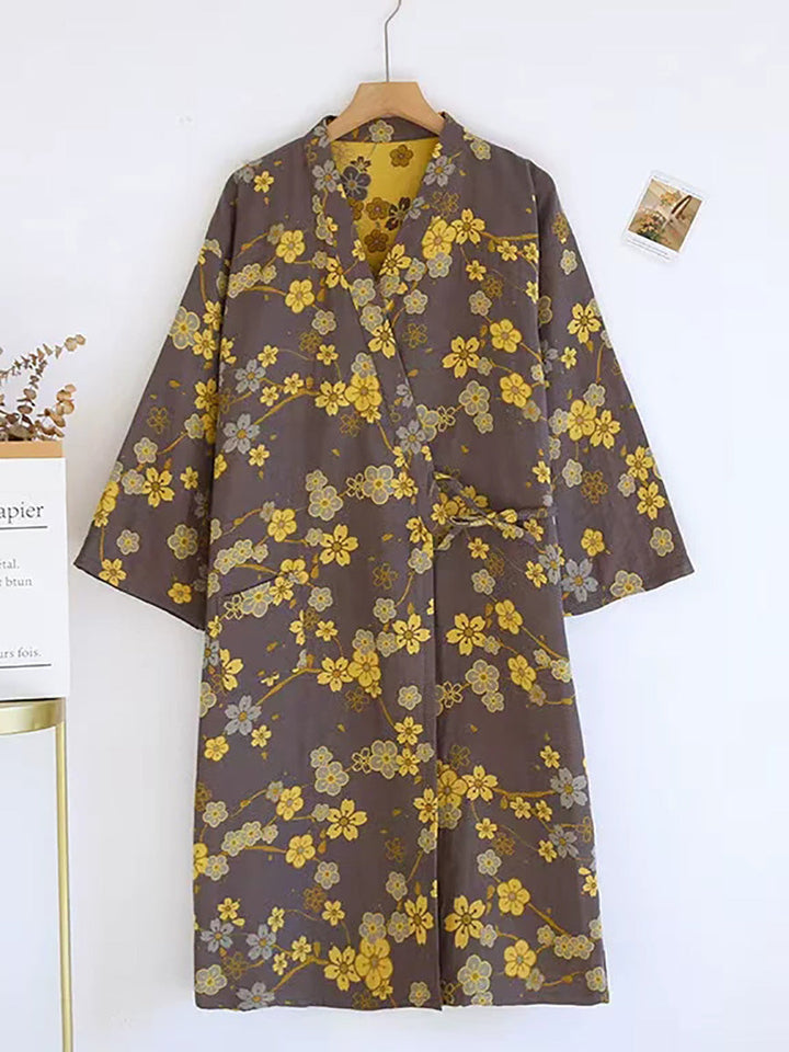 Maya | Refined Floral Butterfly Kimono Ladies Dressing Gowns