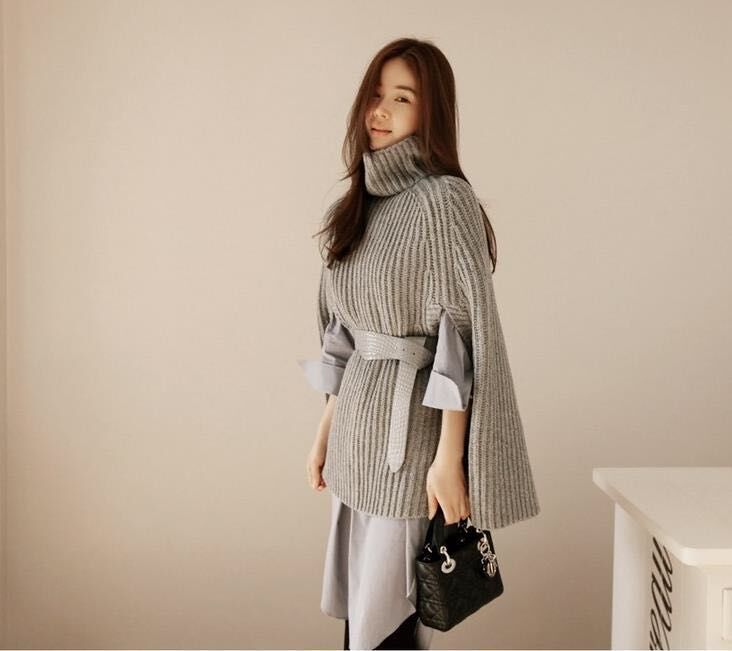 Maya | Timeless Cape Sleeve Turtleneck Jumper