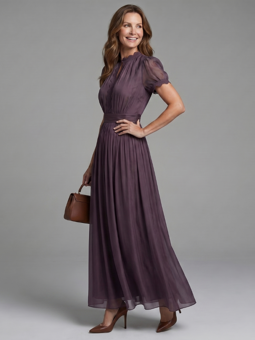 Mia | Graceful Keyhole Christmas Party Maxi Dress