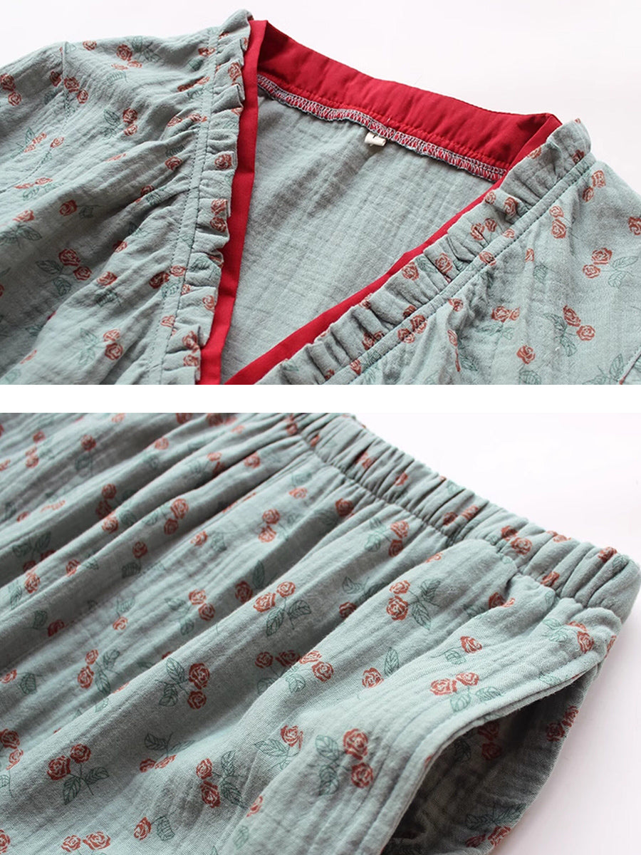 Mia | Plus Size Floral V-Neck Ladies Pyjamas