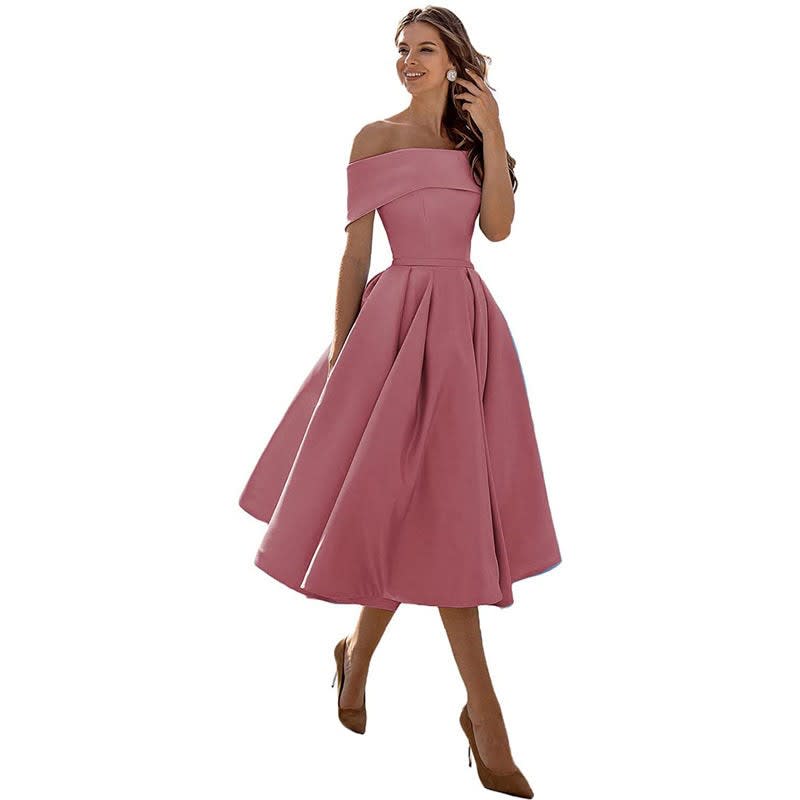 Mia | Stylish Off Shoulder Christmas Party Midi Dress