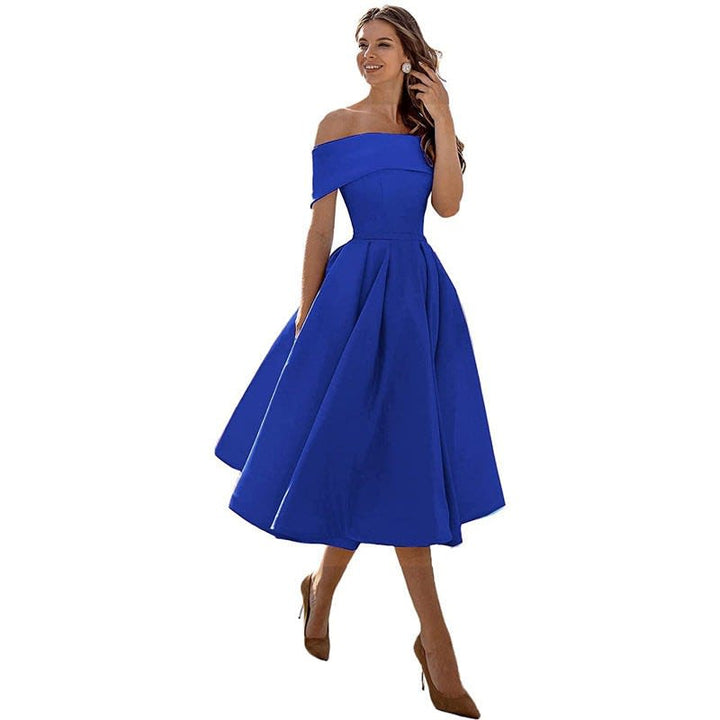 Mia | Stylish Off Shoulder Christmas Party Midi Dress