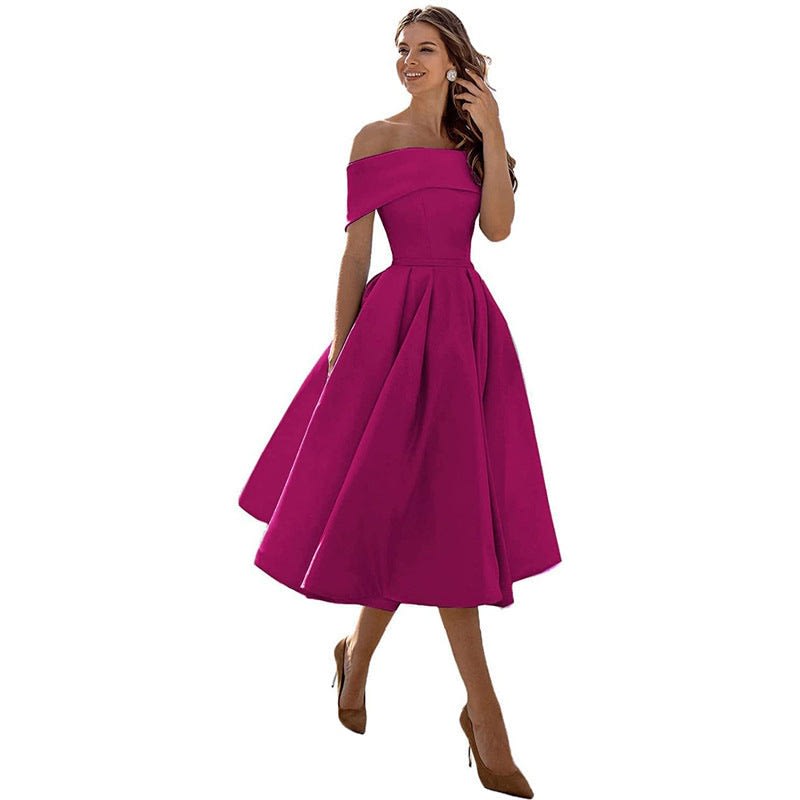 Mia | Stylish Off Shoulder Christmas Party Midi Dress