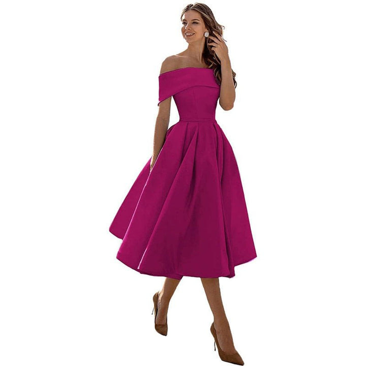 Mia | Stylish Off Shoulder Christmas Party Midi Dress