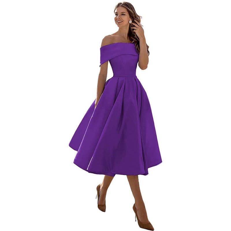 Mia | Stylish Off Shoulder Christmas Party Midi Dress
