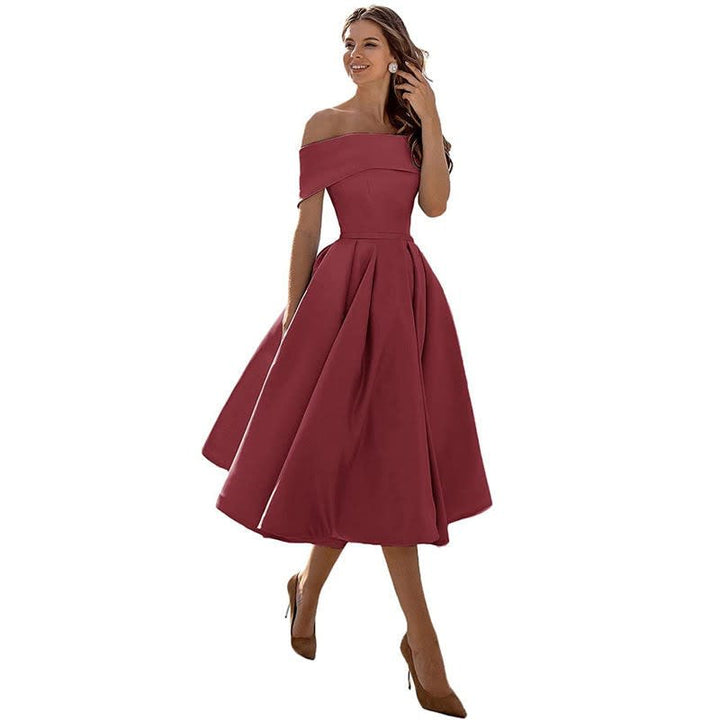 Mia | Stylish Off Shoulder Christmas Party Midi Dress
