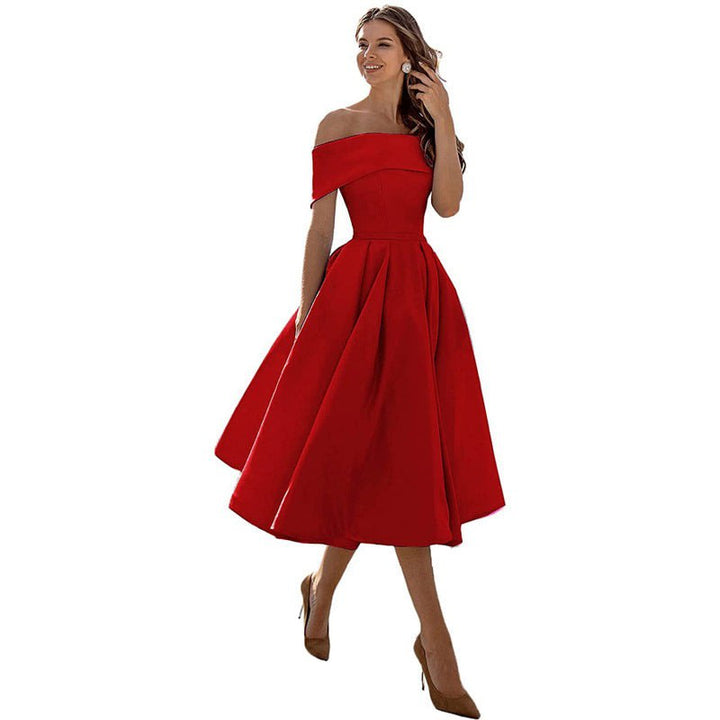 Mia | Stylish Off Shoulder Christmas Party Midi Dress
