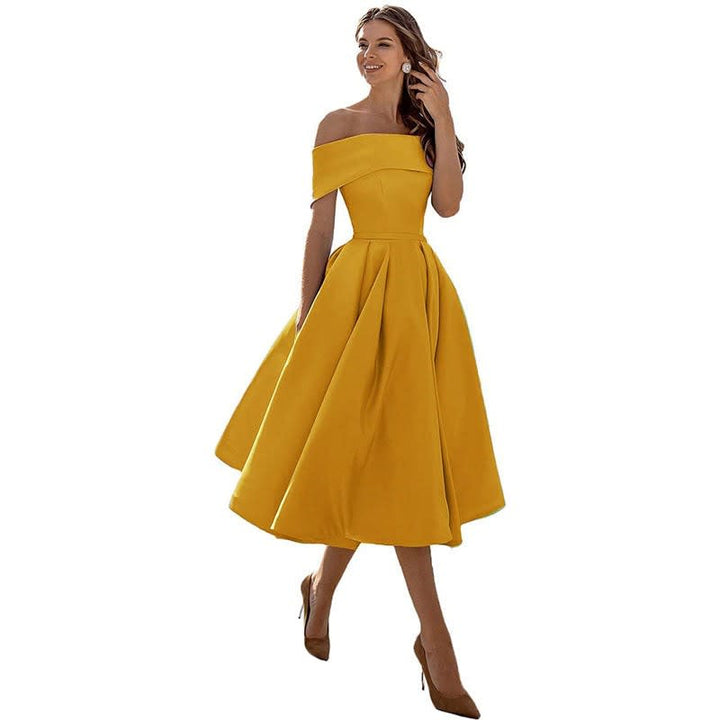 Mia | Stylish Off Shoulder Christmas Party Midi Dress