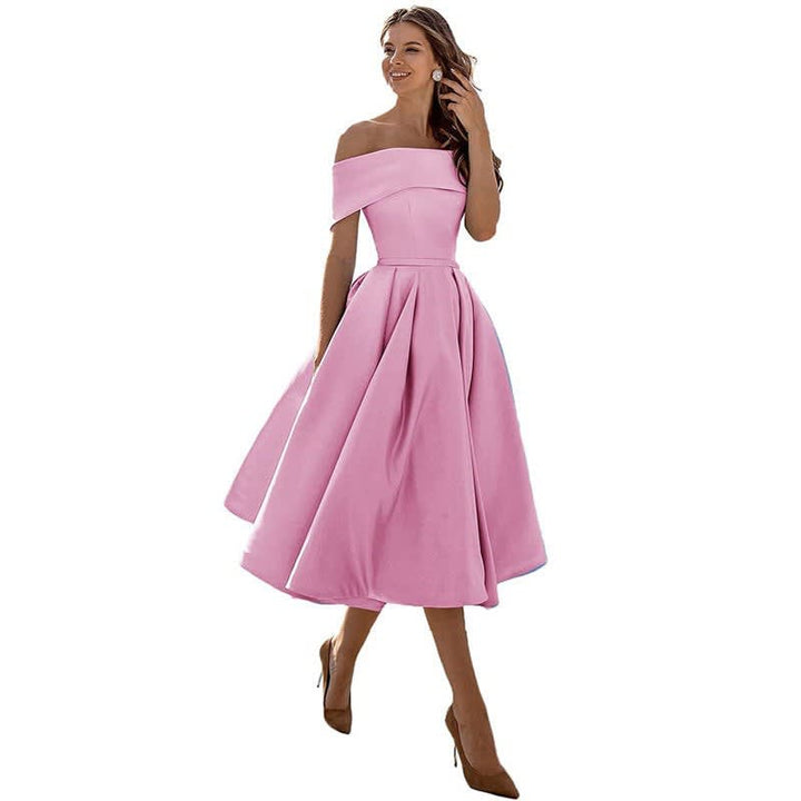 Mia | Stylish Off Shoulder Christmas Party Midi Dress