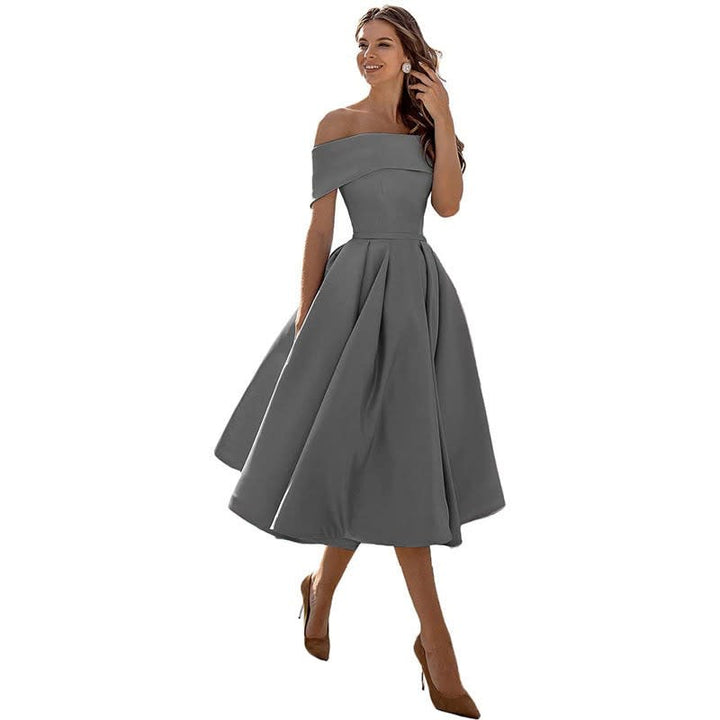 Mia | Stylish Off Shoulder Christmas Party Midi Dress