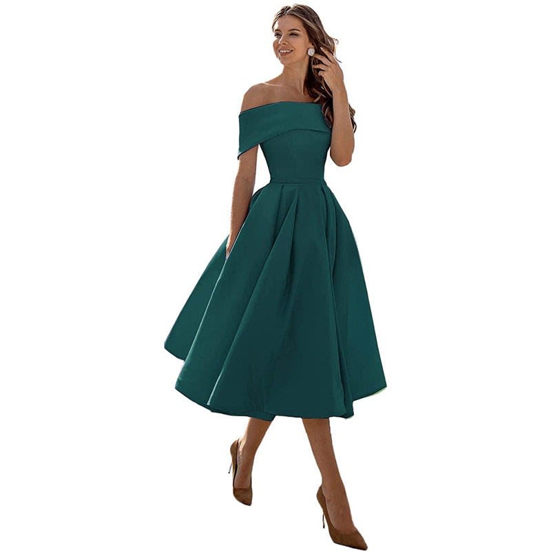 Mia | Stylish Off Shoulder Christmas Party Midi Dress