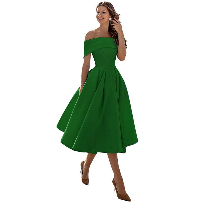 Mia | Stylish Off Shoulder Christmas Party Midi Dress