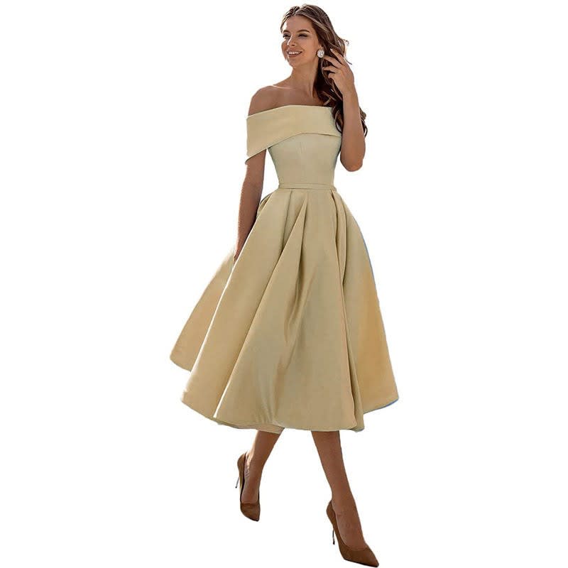 Mia | Stylish Off Shoulder Christmas Party Midi Dress