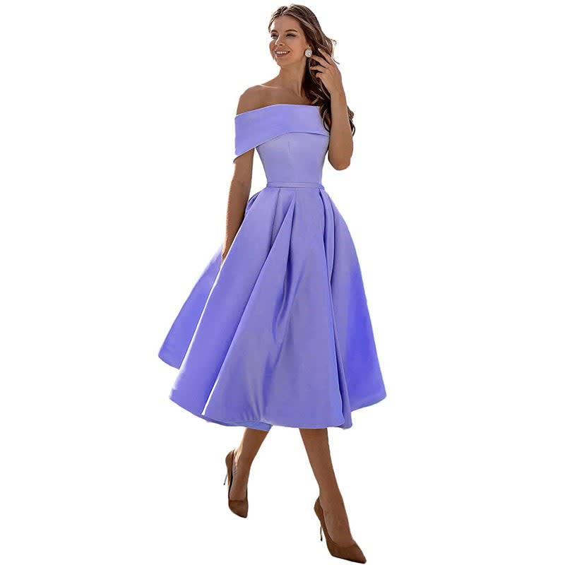 Mia | Stylish Off Shoulder Christmas Party Midi Dress