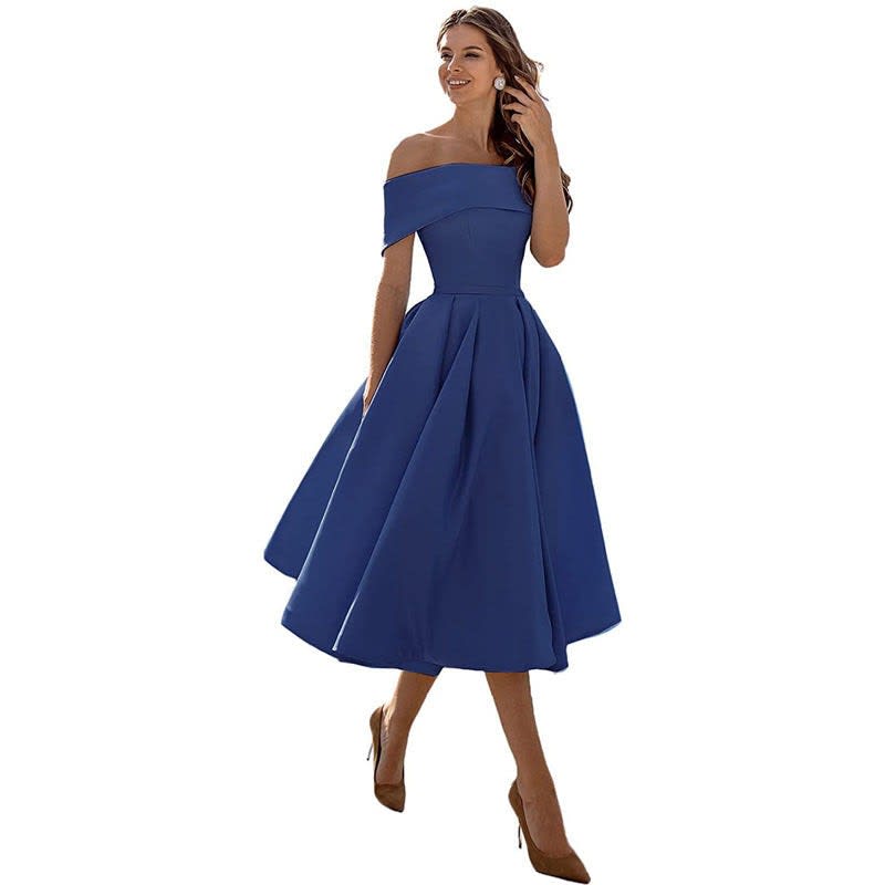 Mia | Stylish Off Shoulder Christmas Party Midi Dress