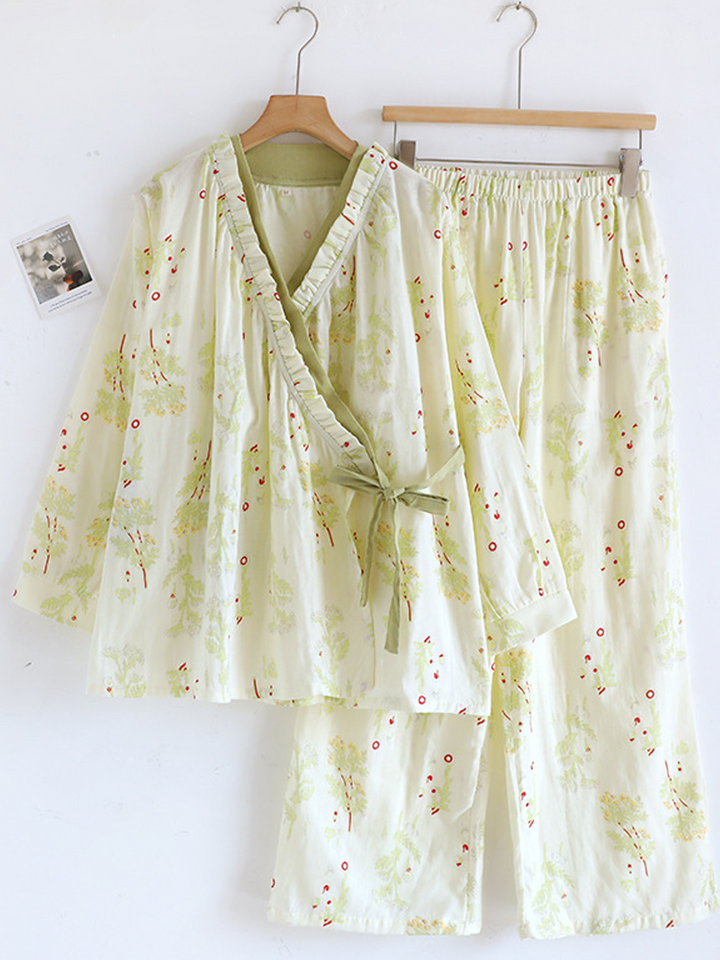 Mila | Effortless Floral Wrap Ladies Pyjamas Set