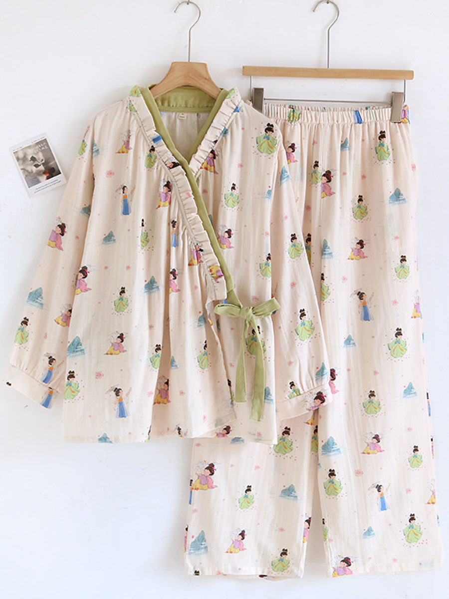 Mila | Effortless Floral Wrap Ladies Pyjamas Set