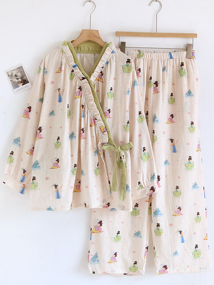 Mila | Effortless Floral Wrap Ladies Pyjamas Set