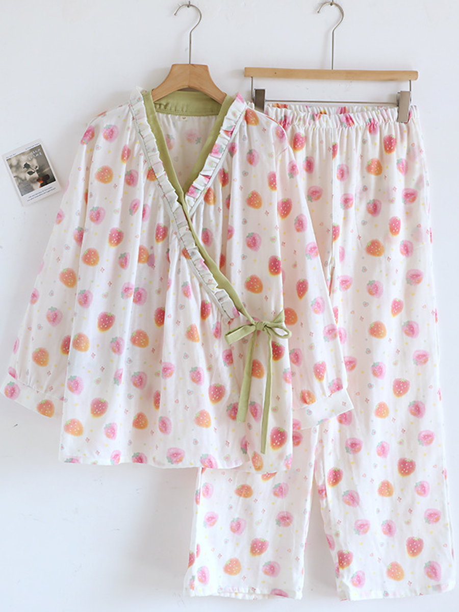 Mila | Effortless Floral Wrap Ladies Pyjamas Set