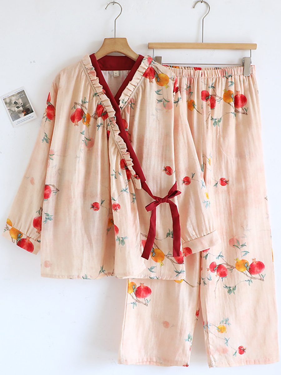 Mila | Effortless Floral Wrap Ladies Pyjamas Set