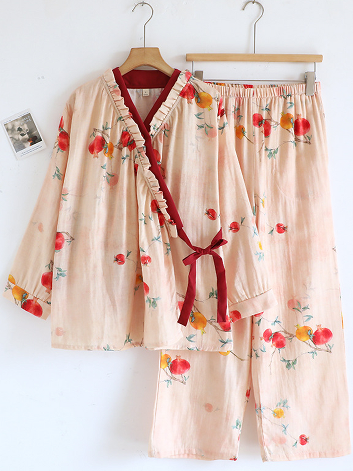 Mila | Effortless Floral Wrap Ladies Pyjamas Set
