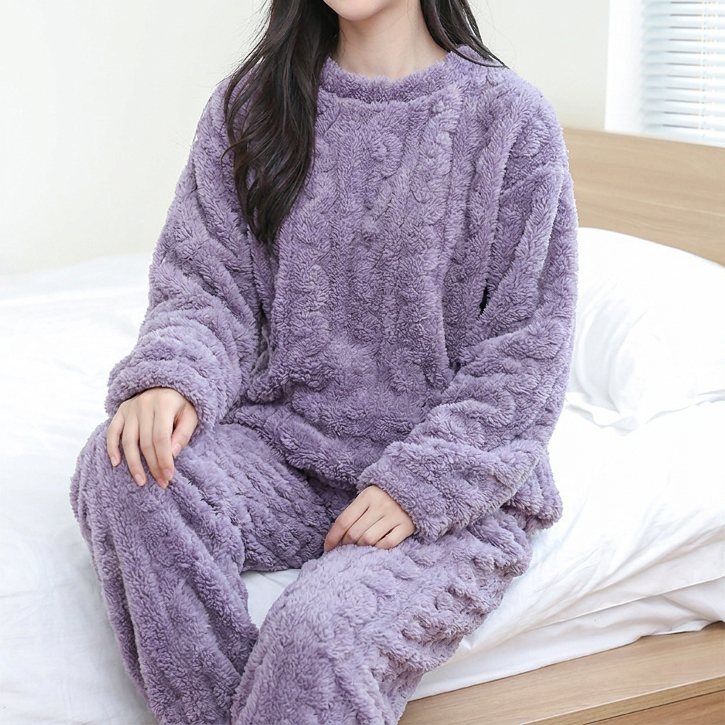 Mila | Textured Zip Front Ladies Pyjamas Set