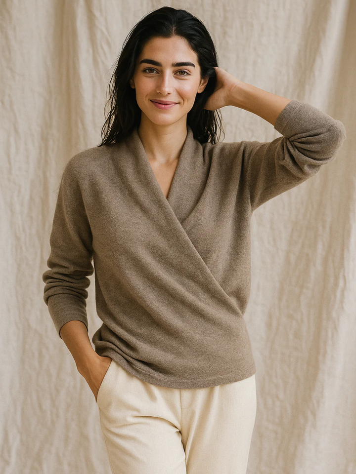 Millie | Polished Wrap V-Neck Knit Womens Jumpers