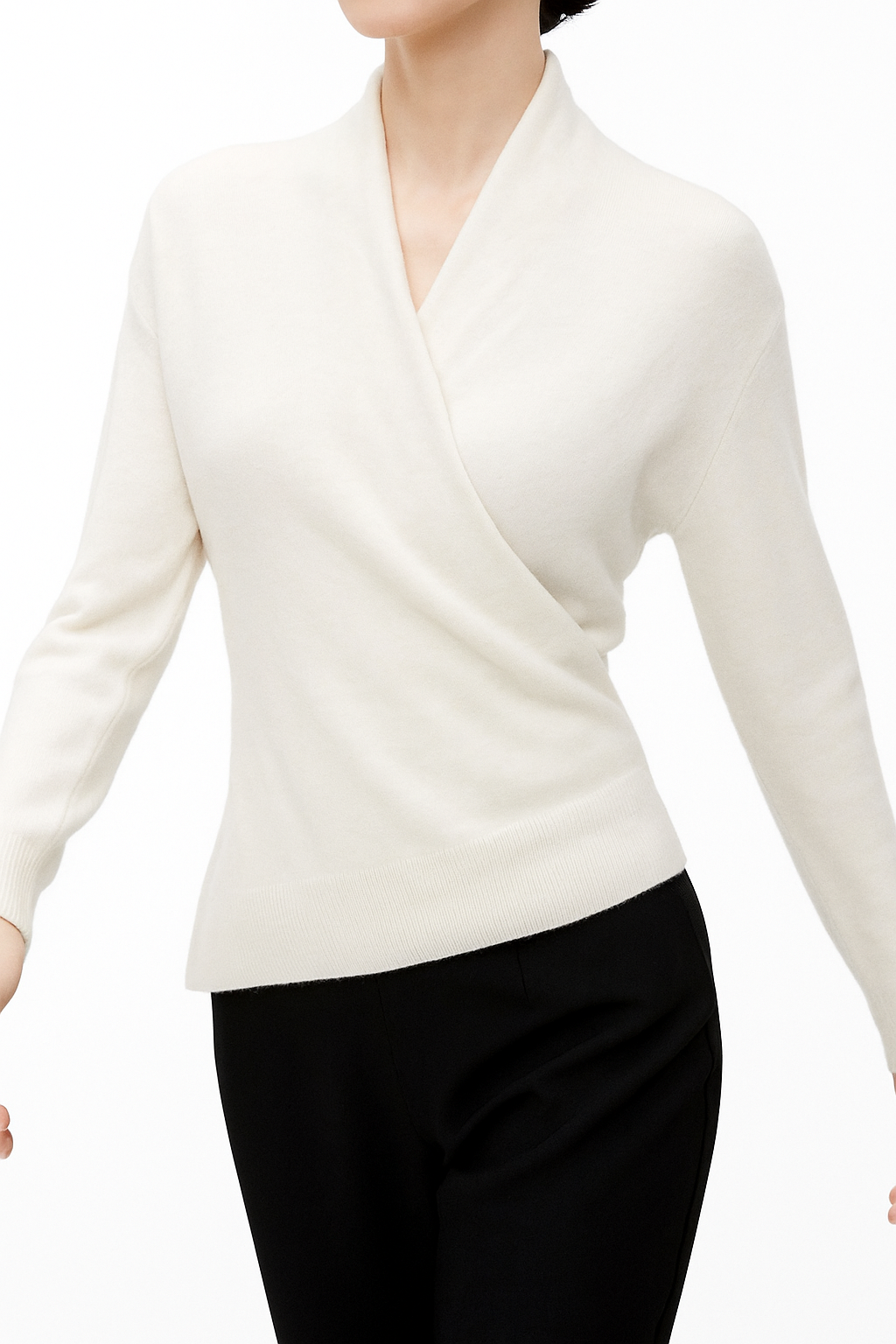 Millie | Polished Wrap V-Neck Knit Womens Jumpers