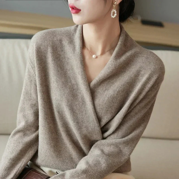 Millie | Polished Wrap V-Neck Knit Womens Jumpers
