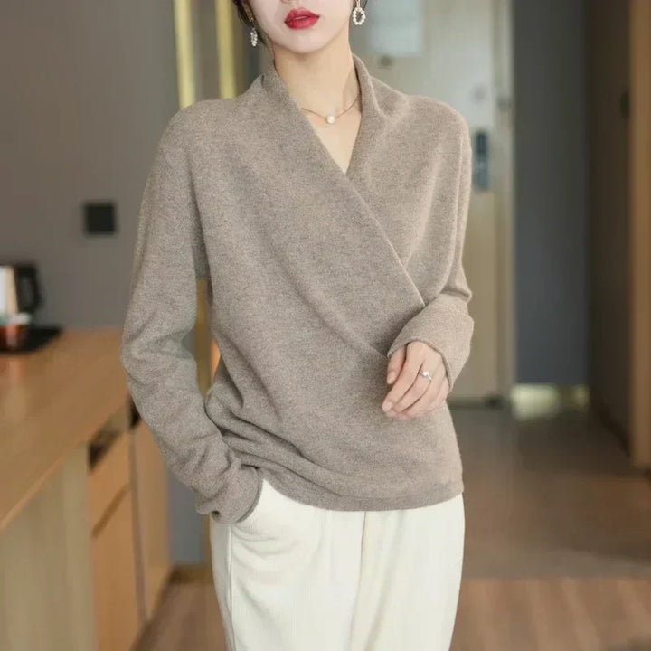 Millie | Polished Wrap V-Neck Knit Womens Jumpers