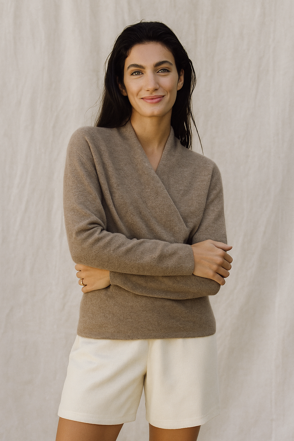 Millie | Polished Wrap V-Neck Knit Womens Jumpers