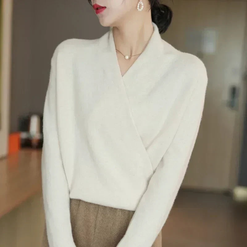Millie | Polished Wrap V-Neck Knit Womens Jumpers