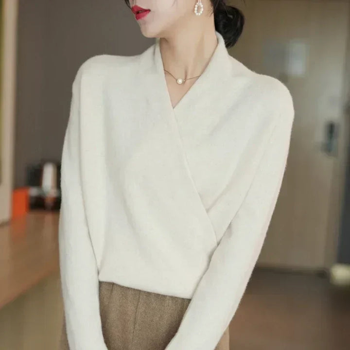 Millie | Polished Wrap V-Neck Knit Womens Jumpers