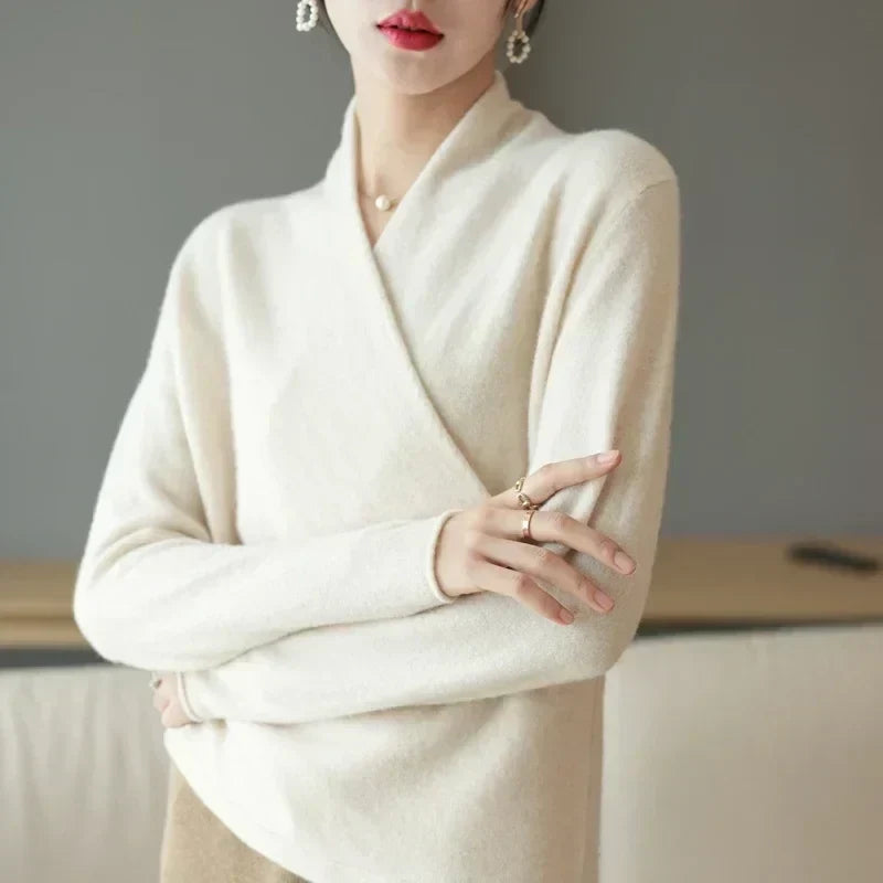 Millie | Polished Wrap V-Neck Knit Womens Jumpers