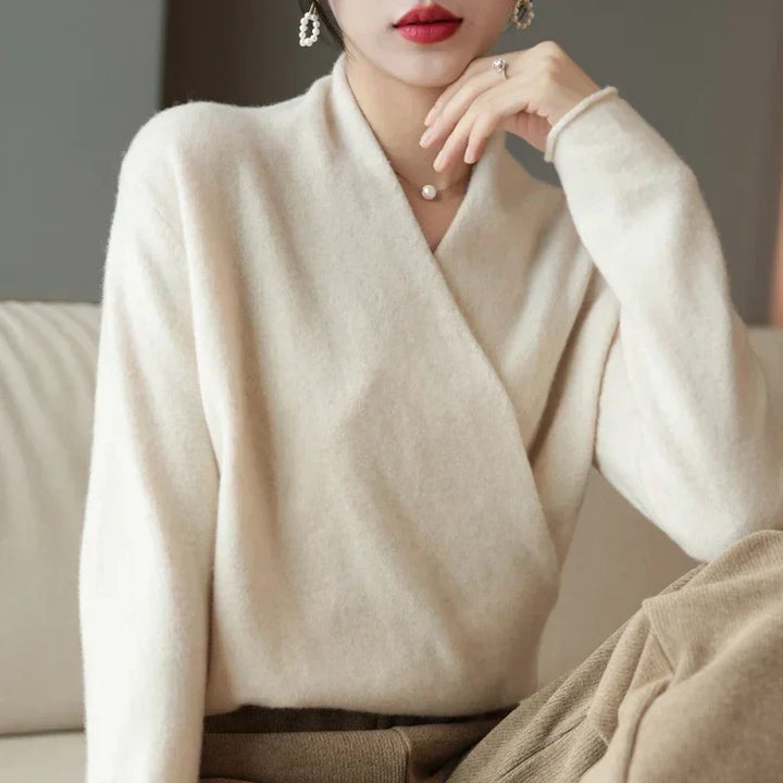 Millie | Polished Wrap V-Neck Knit Womens Jumpers