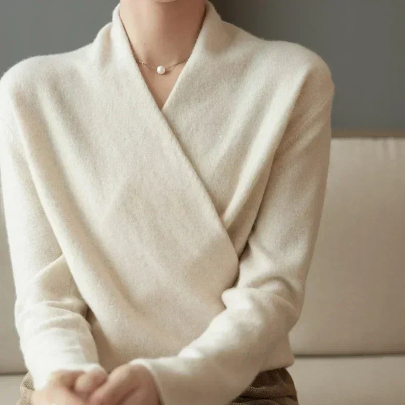 Millie | Polished Wrap V-Neck Knit Womens Jumpers
